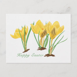 Cartão Postal De Festividades Felz pascoa de Flores de Croco Amarelo Vibrante