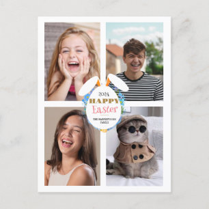 Cartão Postal De Festividades Felz pascoa de laranja Elegante - Foto da família