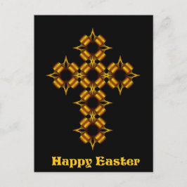 Cartão Postal De Festividades Felz pascoa Fratural Dourado