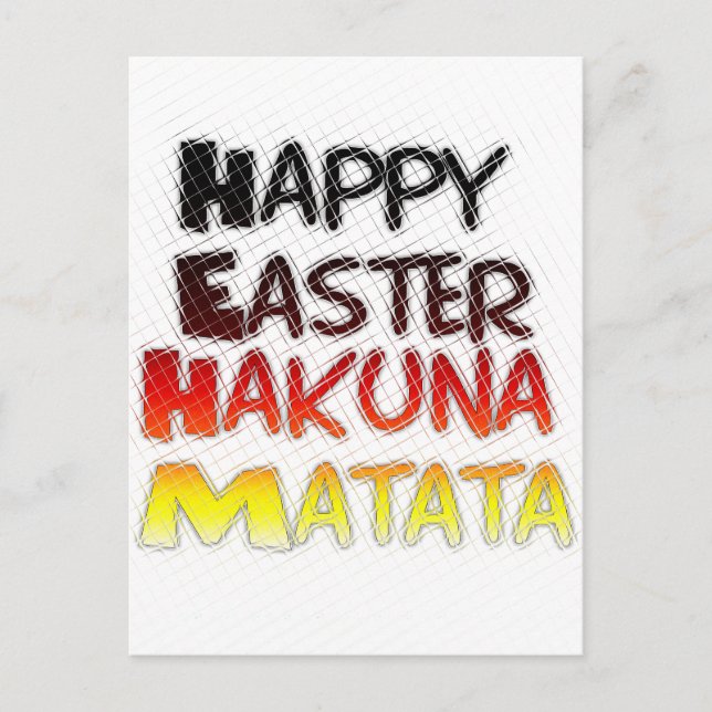 Cartão Postal De Festividades Felz pascoa: Hakuna Matata Text Art Design (Frente)