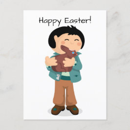 Cartão Postal De Festividades Felz pascoa Nibbling Boy