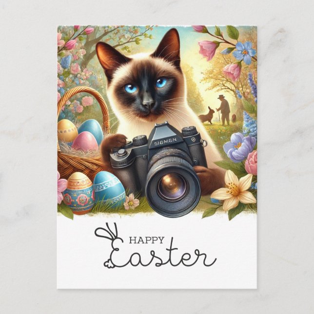 Cartão Postal De Festividades Felz pascoa para gatinhos (Frente)