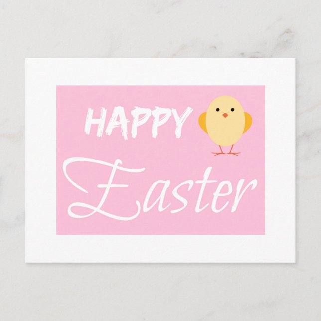 Cartão Postal De Festividades Felz pascoa Pequeno Pintinho Branco (Frente)