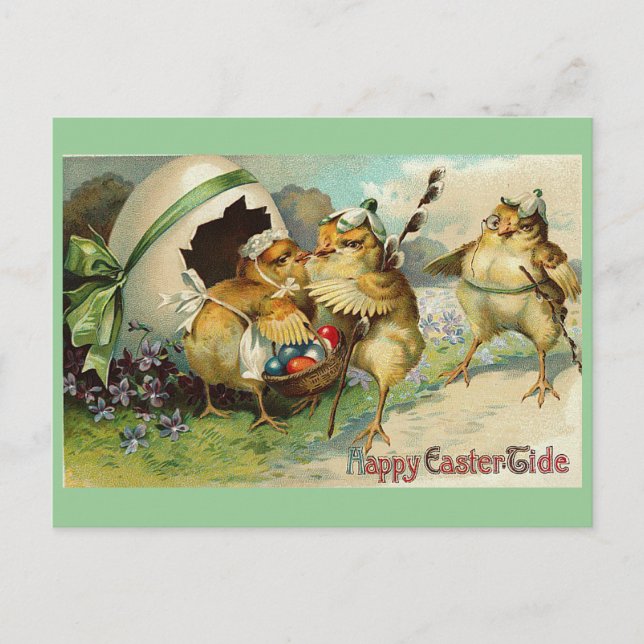 Cartão Postal De Festividades Felz pascoa Tide Vintage (Frente)