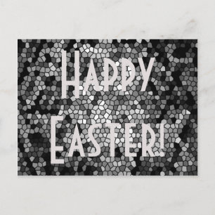 Cartão Postal De Festividades Felz pascoa Vidro de pedra mosaica Cinza preta Bra