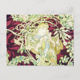 Cartão Postal De Festividades Femme à marguerite - Mucha têxtil repro de Natal