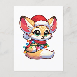 Cartão Postal De Festividades Fennec Feliz Natal Animais de Inverno Fennecos Fof
