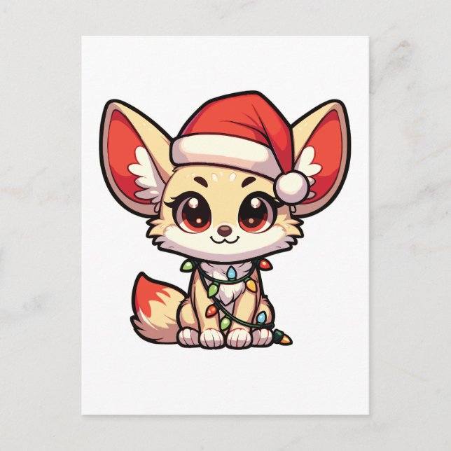 Cartão Postal De Festividades Fennec Merry Natal Animais De Inverno Fenneces Cut (Frente)