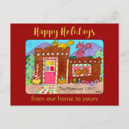 Cartão Postal De Festividades Feriado bonito da casa & dos gatos de