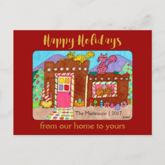 Cartão Postal De Festividades Feriado bonito da casa & dos gatos de
