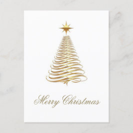 Cartão Postal De Festividades Feriado de Árvore de Natal Dourado