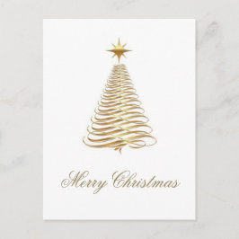 Cartão Postal De Festividades Feriado de Árvore de Natal Dourado