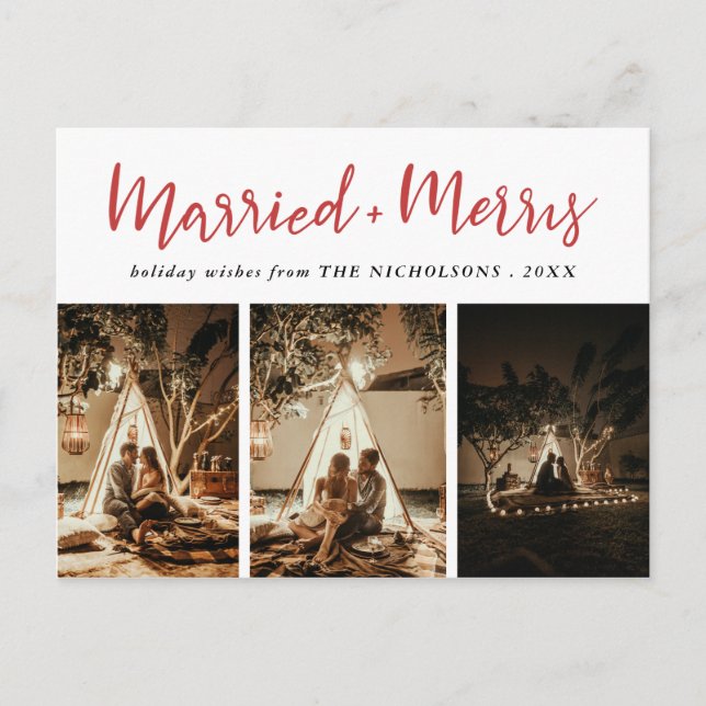 Cartão Postal De Festividades Feriado de Fotografias Vermelhas Mutli Elegantes C (Frente)