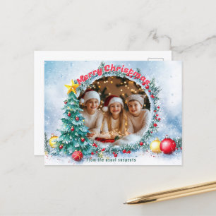 Cartão Postal De Festividades Feriado de Frame Frosty