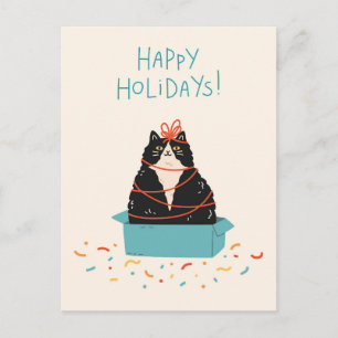 Cartão Postal De Festividades Feriado de Gato Festivo