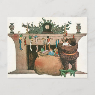 Cartão Postal De Festividades Feriado de natais vintages Papai Noel e presentes
