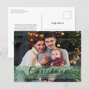 Cartão Postal De Festividades Feriado de Natal com Foto de Quadro Verde Simples