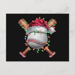 Cartão Postal De Festividades Feriado de Natal com Papais noeis de Baseball no N