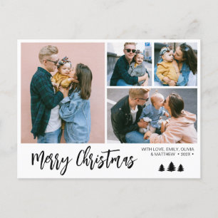 Cartão Postal De Festividades Feriado de Natal de Snowy com Foto em Script Moder