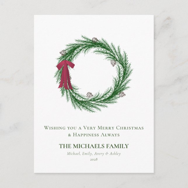 Cartão Postal De Festividades Feriado de Natal do Pinheiro e do Pinheiro (Frente)