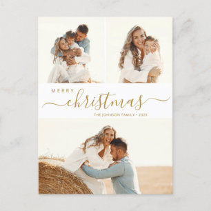 Cartão Postal De Festividades Feriado de Natal do Script de Colagem de Fotografi