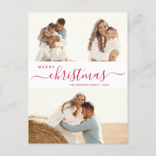Cartão Postal De Festividades Feriado de Natal do Script de Colagem de Fotografi