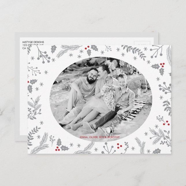 Cartão Postal De Festividades Feriado de Natal em Berries (Frente/Verso)