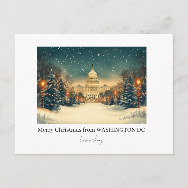 Cartão Postal De Festividades Feriado de Natal Personalizado em Washington DC (Frente)