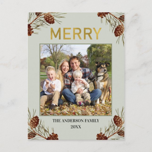 Cartão Postal De Festividades Feriado de Natal Rustic da feliz (Frente)