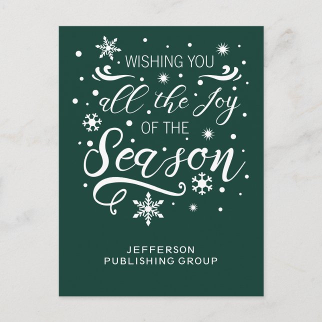 Cartão Postal De Festividades feriado de negócios moderno, elegante e verde (Frente)