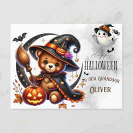 Cartão Postal De Festividades Feriado do Assistente do Urso de Teddy Halloween