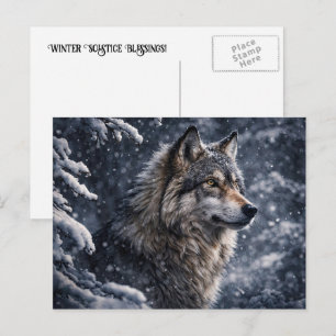 Cartão Postal De Festividades Feriado do Lobo do Solstício de Inverno