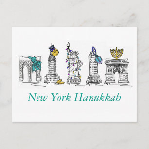 Cartão Postal De Festividades Feriado Judaico Nova Iorque NYC Hanukkah Chanukah
