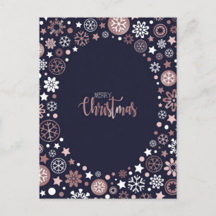 Cartão Postal De Festividades Feriados de natal em flocos de neve brancos de our