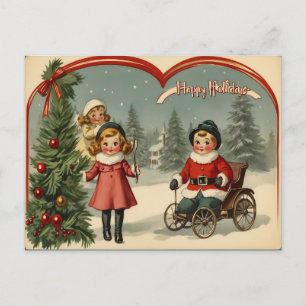 Cartão Postal De Festividades Feriados Felizes de Natal no início dos anos 1900