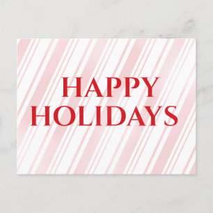 Cartão Postal De Festividades Feriados Felizes de Stripe de Pepperminta