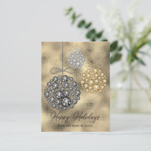 Cartão Postal De Festividades Feriados Felizes Elegantes de Natal Dourado