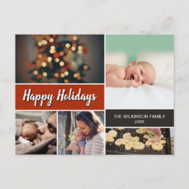 Cartão Postal De Festividades Feriados Felizes em Laranja Rust Natal