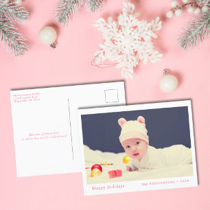 Cartão Postal De Festividades Feriados Felizes Foto De Bebê Rosa
