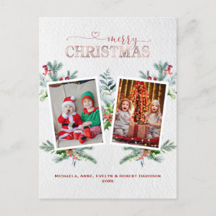 Cartão Postal De Festividades Feriados Fotografia Colagem Feliz Natal Caligrafia