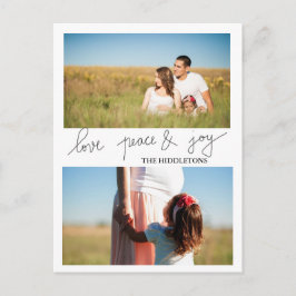 Cartão Postal De Festividades Férias Amor Moderno Paz E Alegria Duas Fotos