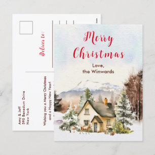 Cartão Postal De Festividades Férias de inverno Algodão Feliz Natal