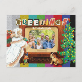 Cartão Postal De Festividades Férias de Natal com Foto Moderna Retrô