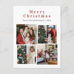 Cartão Postal De Festividades férias de Natal Tipografia Moderna Quatro-Foto