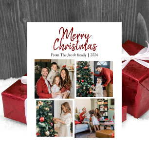 Cartão Postal De Festividades Férias de Natal Tipografia Moderna Quatro-Foto