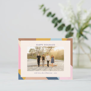 Cartão Postal De Festividades Férias Felizes Bloco de Cor Pastel Foto Moderna