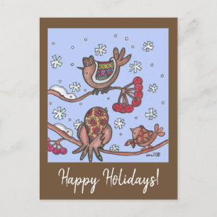 Cartão Postal De Festividades Férias Felizes Natal Aves Folclóricas Ucranianas