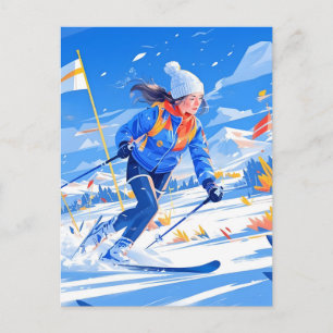 Cartão Postal De Festividades Férias Festivas das Olimpíadas de Inverno Chegam