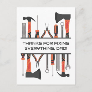 Cartão Postal De Festividades Ferramentas de fixação de pais, oficina de Garagem