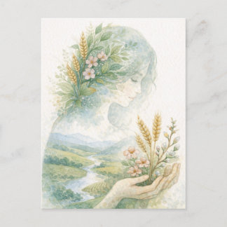 Cartão Postal De Festividades Fertility Goddess Day Watercolor Postcard
